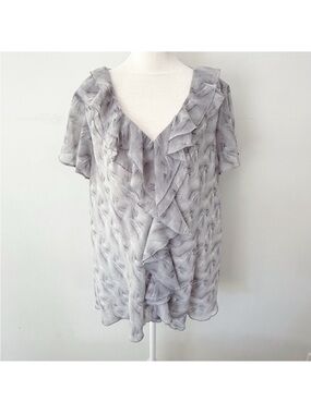 Cato Women Y2K Ruffle Sheer Flutter‎ Sleeve Top Size 22/24W Office Casual Work